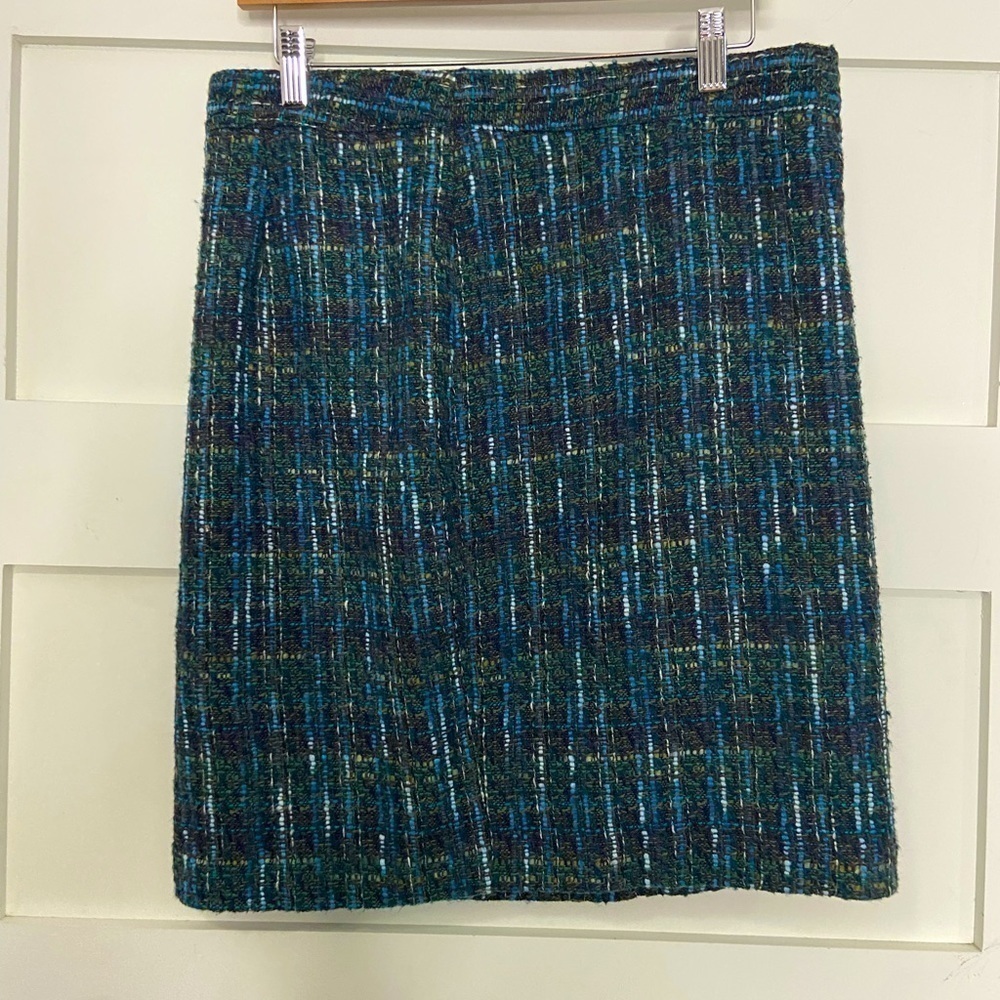 J Jill Blue Green Pencil Skirt 10p